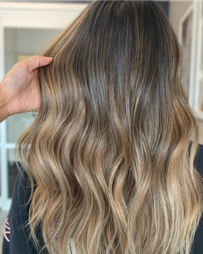 Modern highlights with root shadow and toning at Palette Hair Salon in Seattle – soft, low-maintenance color